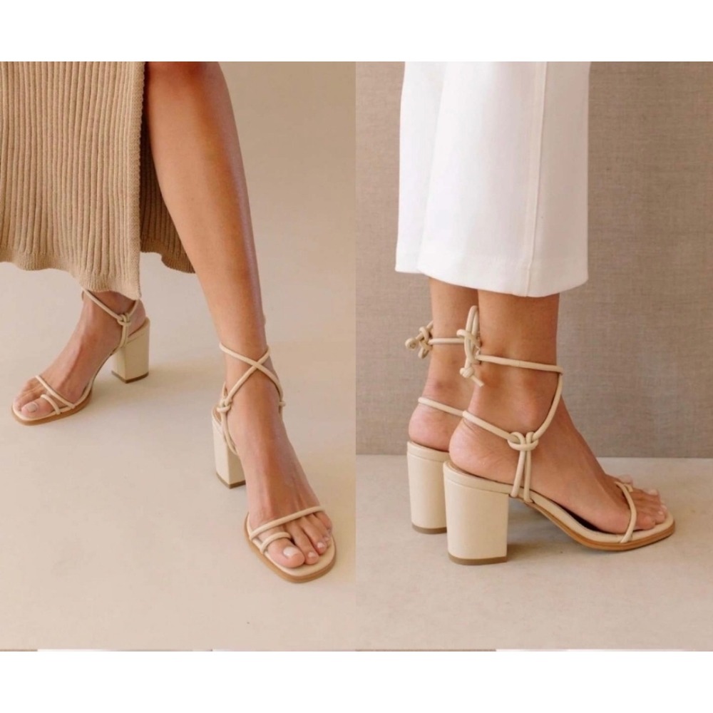 Alohas Grace Ivory Leather Cream Strappy Minimalist Boho Preppy Sandal 35